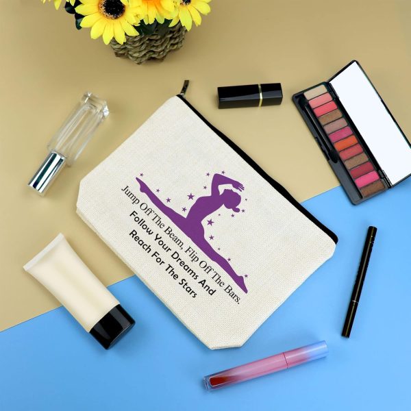 3 Pcs Gymnastics Lover Gifts for Women Girls Makeup Bag Gymnast Gift - Image 3