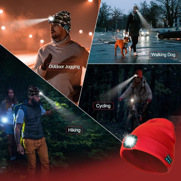 Rechargeable Bluetooth Music Unisex Beanie Hat with Light, Christmas Day - Image 6