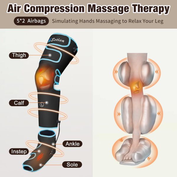 Sotion Leg Massager with Heat and Compression for Circulation & Recovery, - Image 3