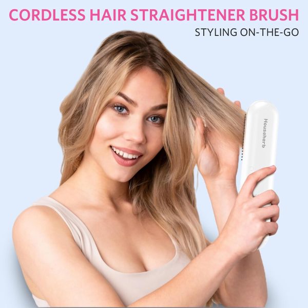 Cordless Hair Straightener Brush, Portable Mini Hair Straightening Brush - Image 3