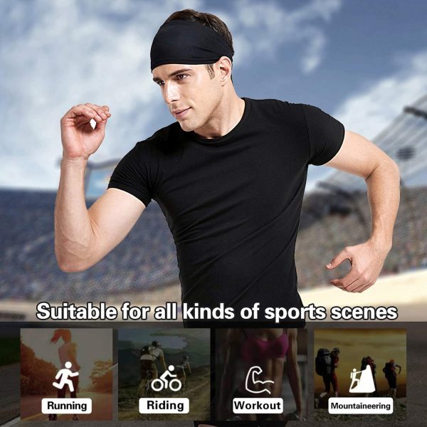Mens Running Headband,5Pack,Mens Sweatband Sports Headband for - Image 2