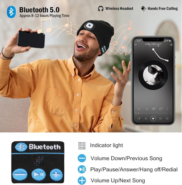CENSGO Bluetooth Beanie with The Light, Unique Tech Gifts for Men Husband - Image 2