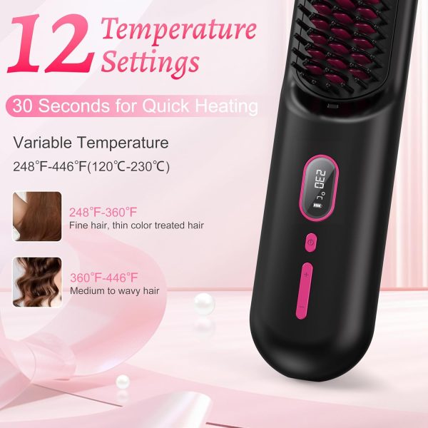 Cordless Hair Straightener Brush - 20 Million Anion Hair Straightener Brush - Image 3