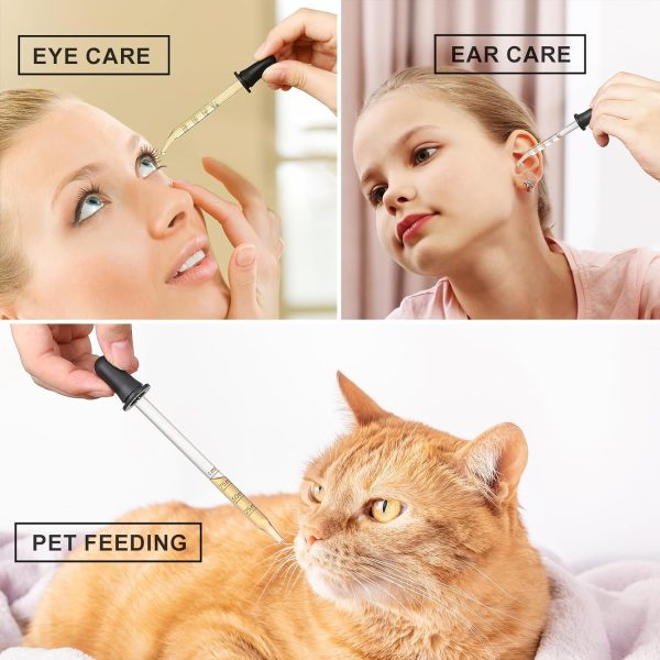 4 Pack, 1 mL Glass Eye Dropper with Measurement - Long & Short, Bent & - Image 6