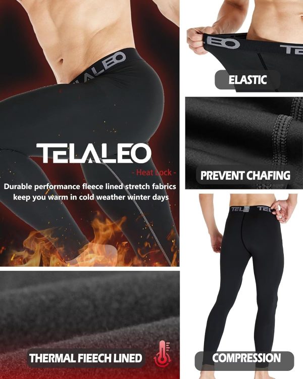 5 or 4 Pack Men's Thermal Compression Pants Fleece Lined Sports Tights - Image 3