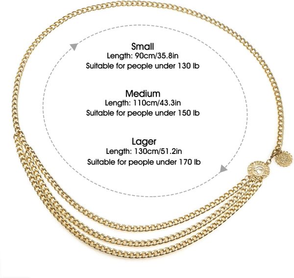 Glamorstar Multilayer Metal Waist Chain Dress Belts Metal Belt for Women - Image 3