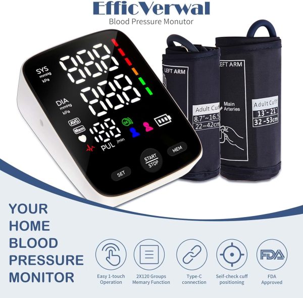 Blood Pressure Monitors for Home Use,2 Size bp Cuff,Extra Large - Image 2