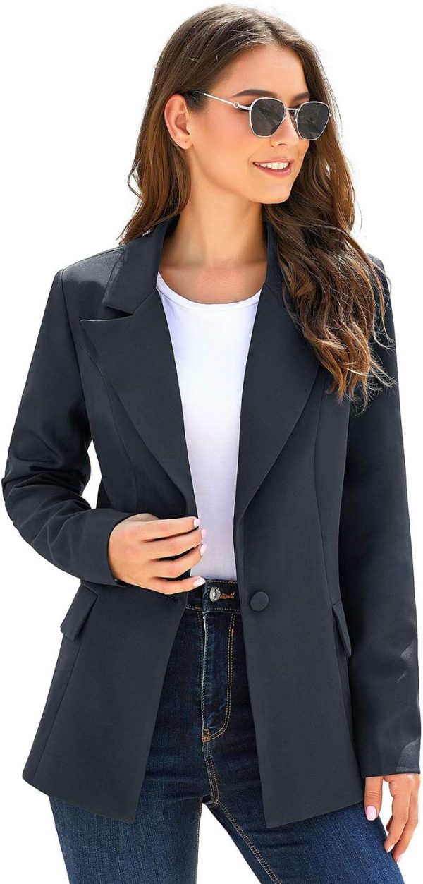 luvamia Women's Casual Long Sleeve Lapel Button Slim Work Office Blazer - Image 5