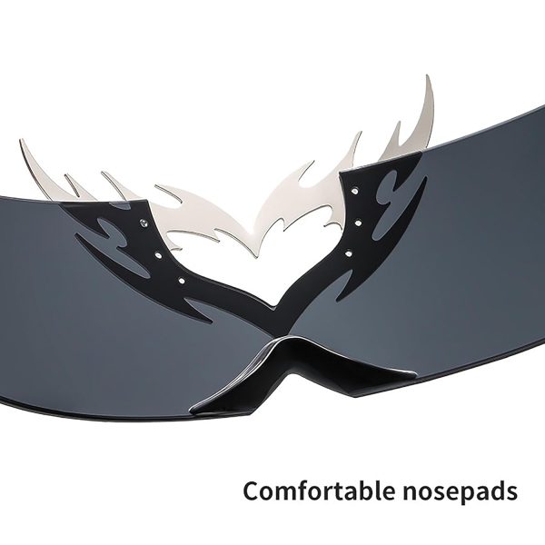 Future Technology Sense y2k Heart Punk One Piece Sun Glass Brand Designer - Image 4
