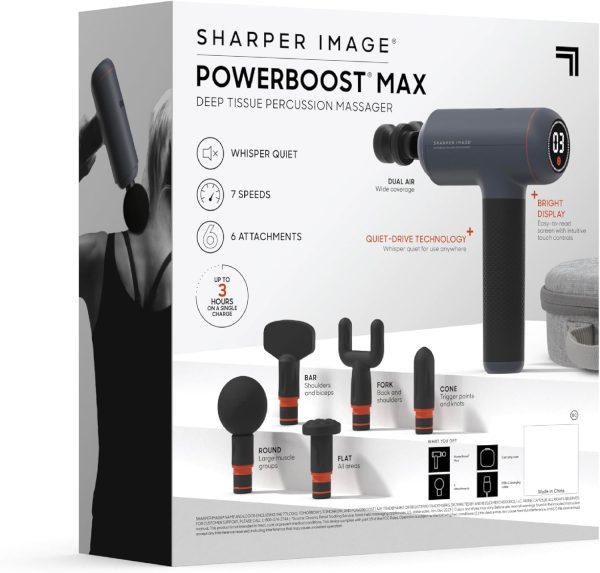 Sharper Image Powerboost Max Massage Gun - with Attachments, Quiet Motor, - Image 9