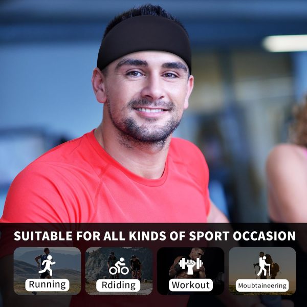 6 Pcs Sports Headbands for Men & Women, Sweatband Stretchy Headband Soft - Image 6