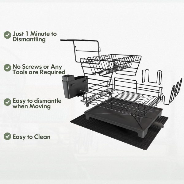 MAJALiS Dish Drying Rack for Kitchen Counter, Stainless Steel Large Dish - Image 6