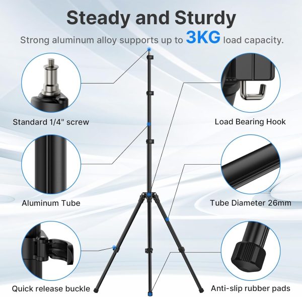 Ulanzi TT43 Extendable Photography Light Stand, Adjustable 6.23ft Aluminum - Image 6