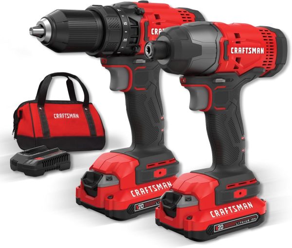 CRAFTSMAN V20 MAX Cordless Drill and Impact Driver, Power Tool Combo Kit - Image 2