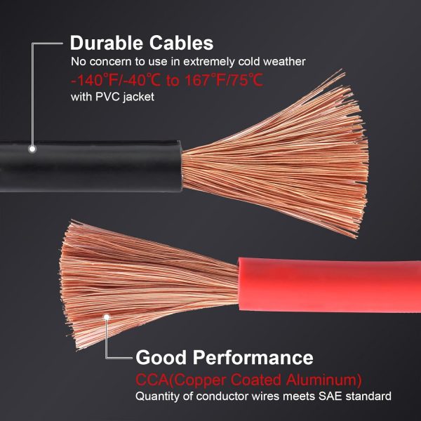 TOPDC Jumper Cables Heavy Duty 0 Gauge 20 Feet 1000Amp Booster Cables for - Image 3
