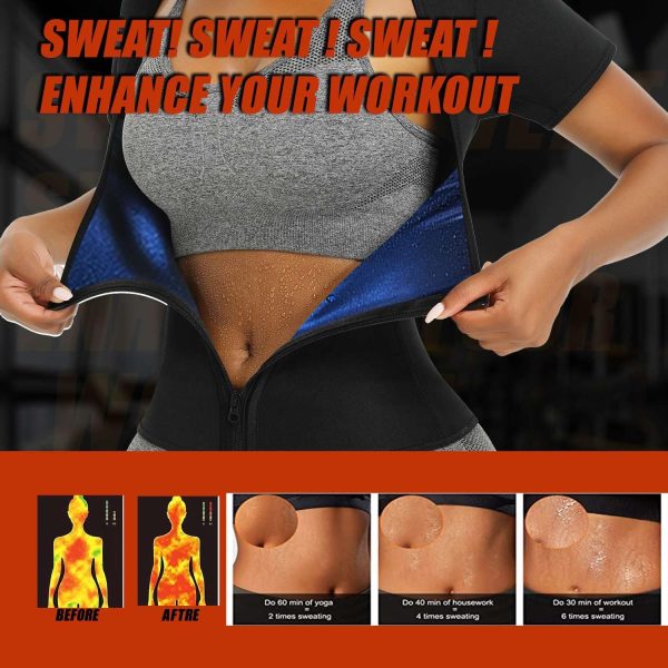 Sauna Suit Shirt For Women Weight Loss Waist Trainer Sweat Vest Workout - Image 5