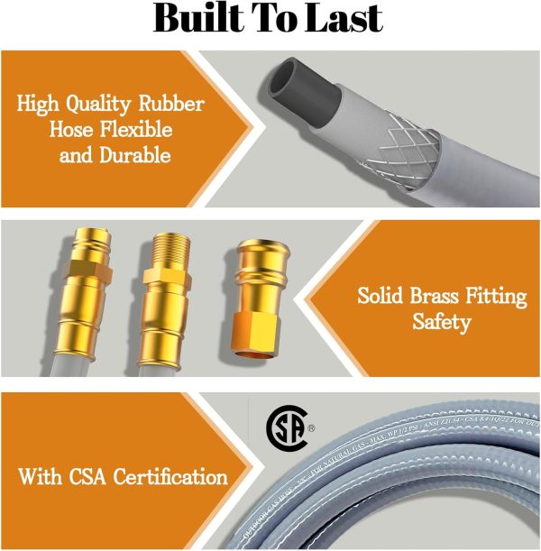3/4" ID Natural Gas Hose 30FT, 3/4 Natural Gas Quick Connect Hose For - Image 6