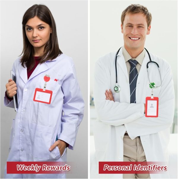 7 Pcs Cute Nurse Badge Reel Retractable, Nursing ID Name Tag Badge Clips, - Image 5