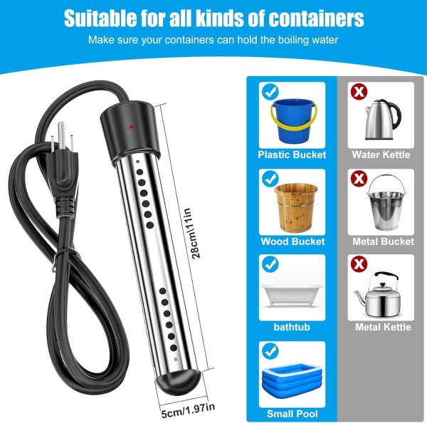 Immersion Water Heater electric water heater pool heater2000W 110V bathroom - Image 8