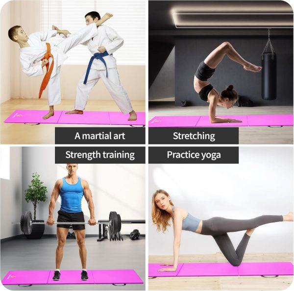 Tri-Fold Folding Exercise Mat, 1.5/2 Inch Thick Gymnastic Mat Colorful - Image 7