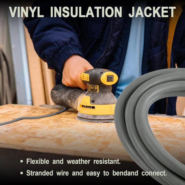 EP 12 Ft Lighted Outdoor Extension Cord - 12/3 SJTW Heavy Duty Grey - Image 4
