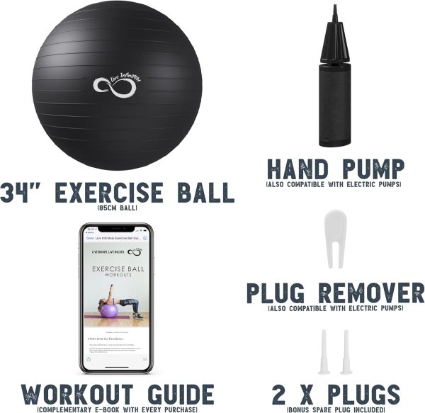 Live Infinitely Exercise Ball (55cm-95cm) Extra Thick Professional Grade - Image 5