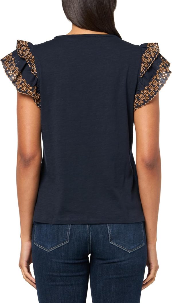 Tommy Hilfiger Women's Ruffled Short Sleeve Solid Cotton Slub Sportswear - Image 2