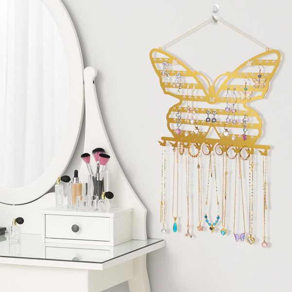 NiHome Butterfly Wall Mounted Jewelry Organizer, Decorative Metal Earring - Image 6