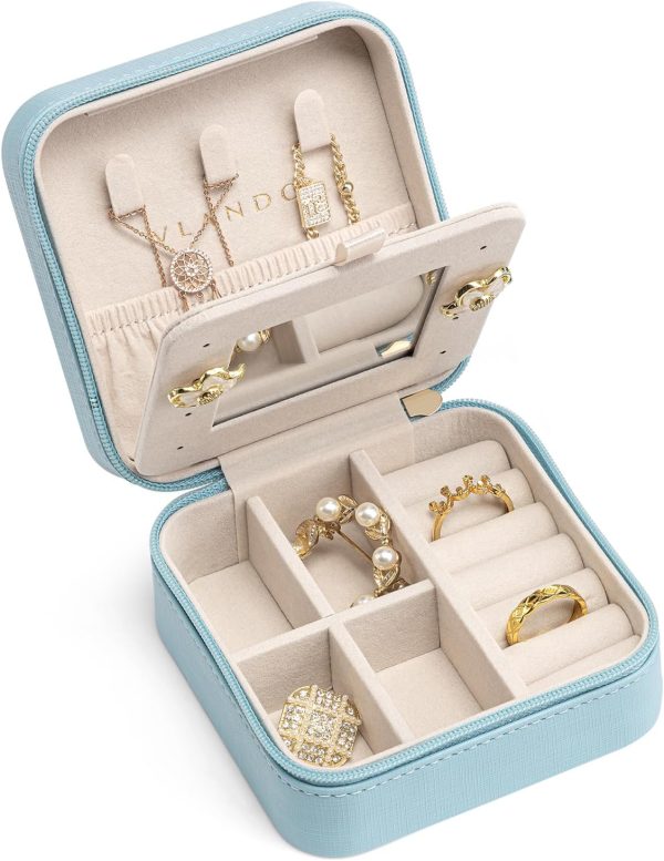 Vlando Small Travel Jewelry Box Organizer - Mirrored Jewelries Necklaces - Image 5
