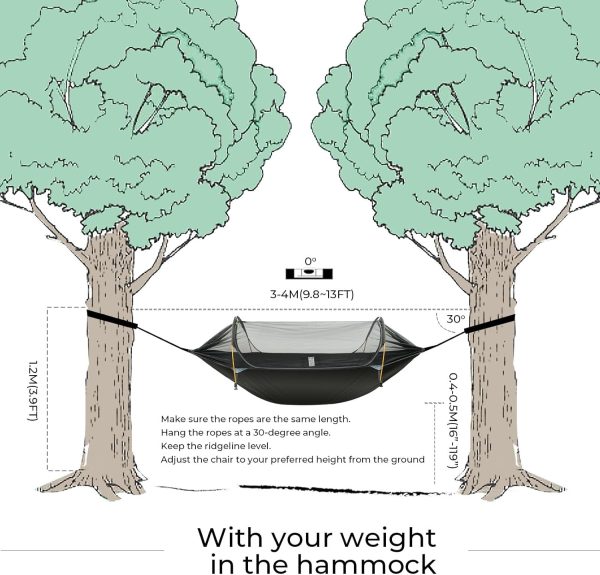 Camping Hammock Tent with Mosquito Net & RainFly, 3 in 1 Waterproof - Image 3