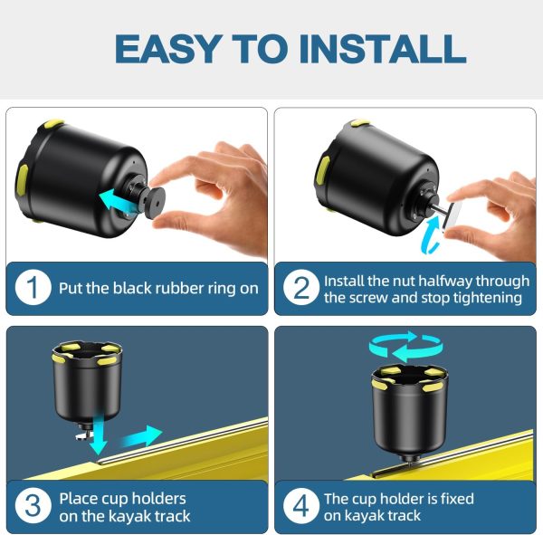 Kayak Cup Holder with Rubber Tab, Multifunctional Kayak Water Bottle Holder - Image 5