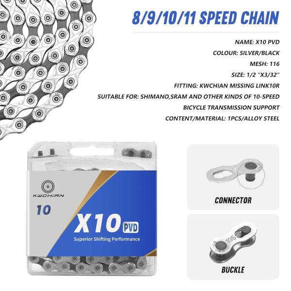 Bike/E-Bike Chain Kit 8/9/10/11 Speed Chain - Road & Mountain Bicycle Chain - Image 2