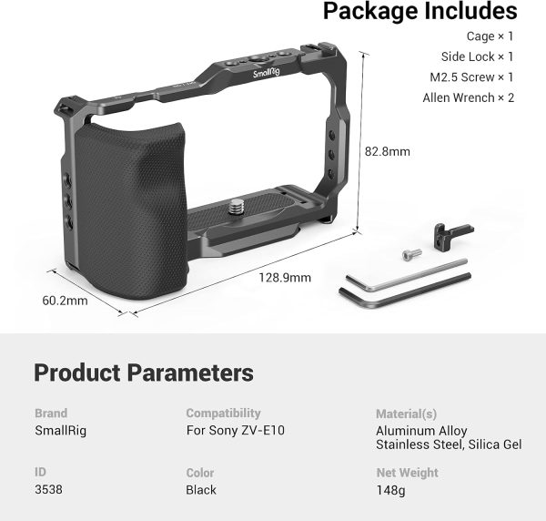 SMALLRIG ZV-E10 Cage with Silicone Handle and Built-in Threaded Holes, Cold - Image 8