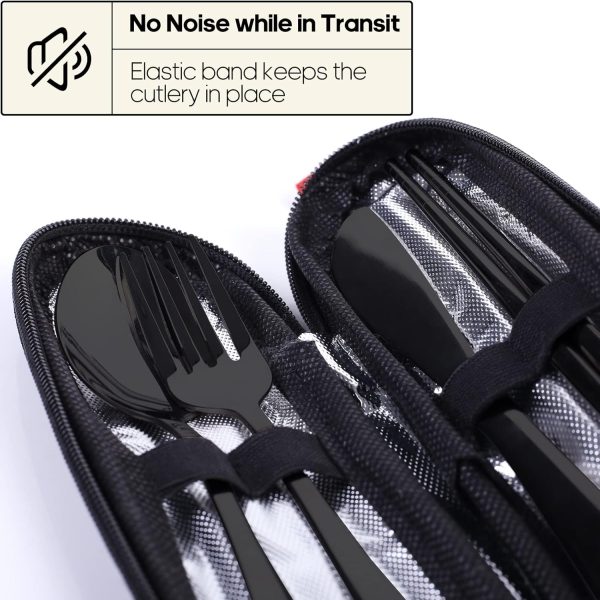 Travel Utensils with Case, Quatish Portable Silverware Set for Work, - Image 3