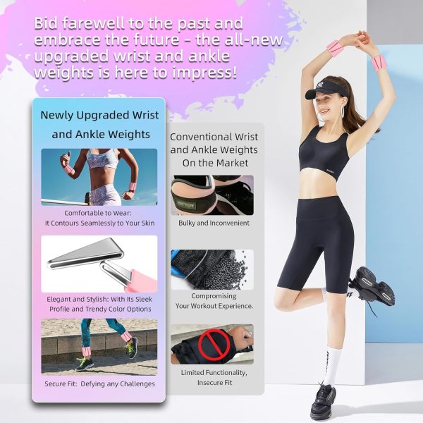 Adjustable Wearable Pilates Wrist & Ankle Weights For Women & Men | Arm & - Image 3