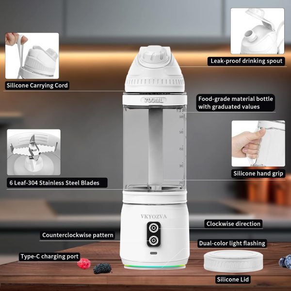 Cordless Portable Blender, Portable Blender for Shakes and Smoothies with - Image 3