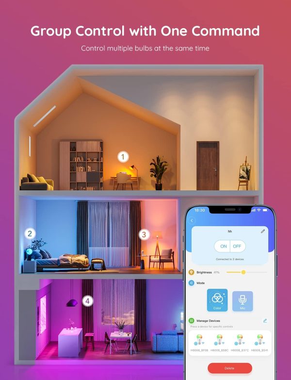 Govee Smart Light Bulbs, Color Changing Light Bulb, Work with Alexa and - Image 6