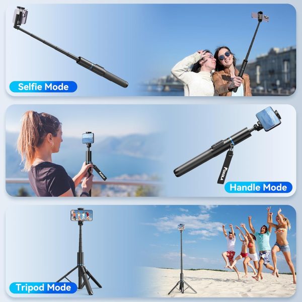 FOXOLA 61" Phone Tripod & Selfie Stick, Extendable All-in-1 Cell Phone - Image 4