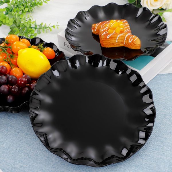 LIYH 24pcs Black Plastic Plates Reusable,Unbreakable Plastic Plates, - Image 8