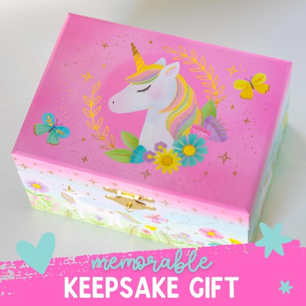 Floral Unicorn Jewelry Box - Unicorn Toys for Girls Age 4-6 - Kids Jewelry - Image 7