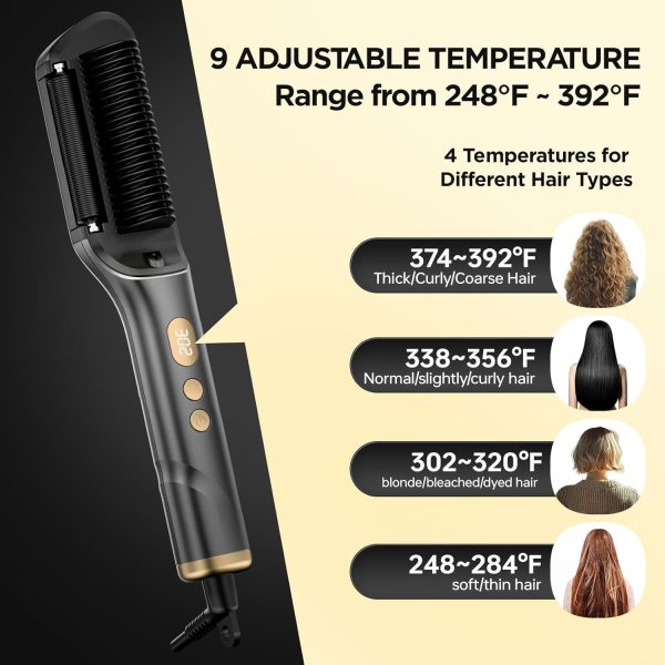 Hair Straightener Brush, Upgraded Ionic Hair Straightener Comb with - Image 5
