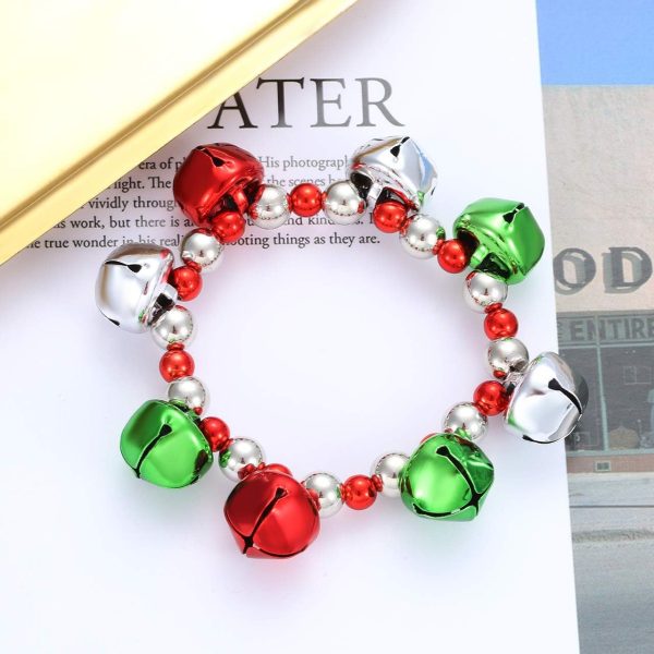 HEIDKRUEGER 3pcs Christmas Jingle Bell Bracelets Xmas Multi Color Beaded - Image 5