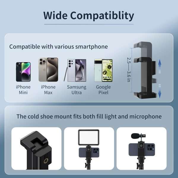 Tall Phone Tripod, 86" Flexible Phone Tripod with 15" Gooseneck and Remote, - Image 6