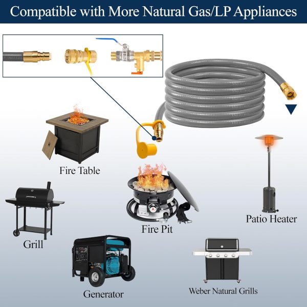 3/8" ID Natural Gas Hose, 12FT Low Pressure LPG Hose with Quick Connect, - Image 6