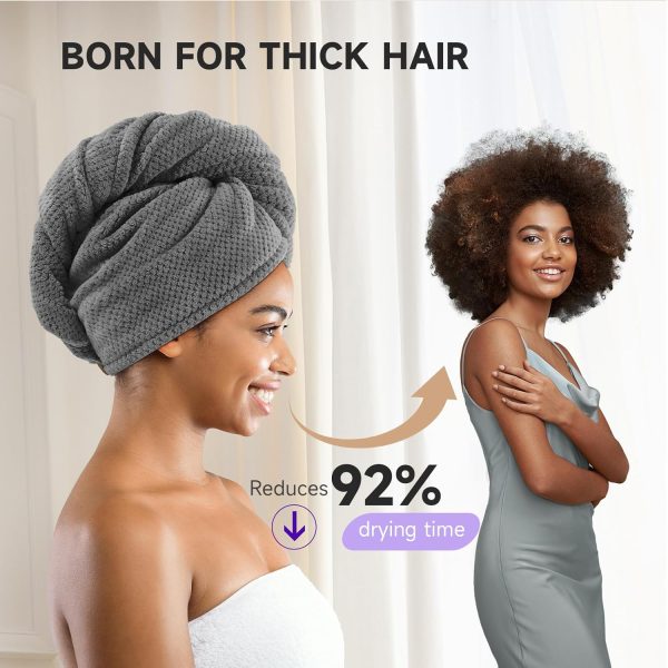 3 Pack Microfiber Hair Towel Wrap for Curly Hair, Super Absorbent Hair - Image 5