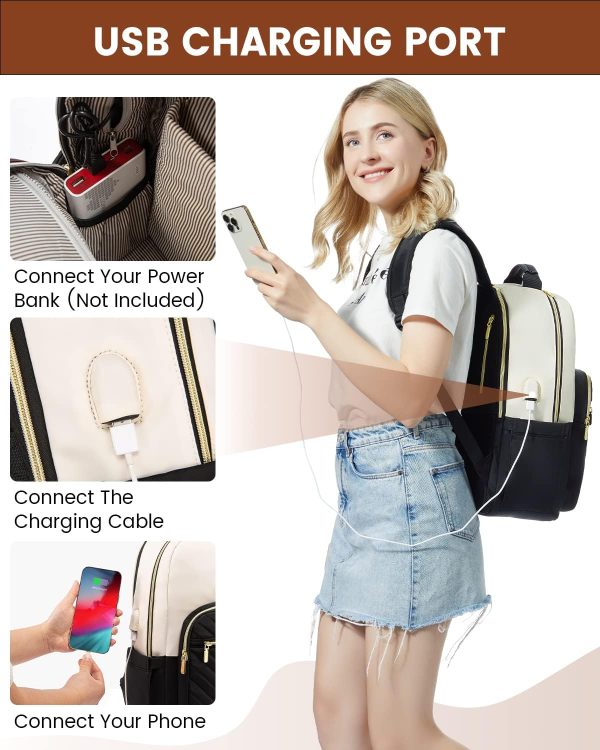 LOVEVOOK Laptop Backpack for Women, 15.6 Inch Backpack Purse, Fashion - Image 3