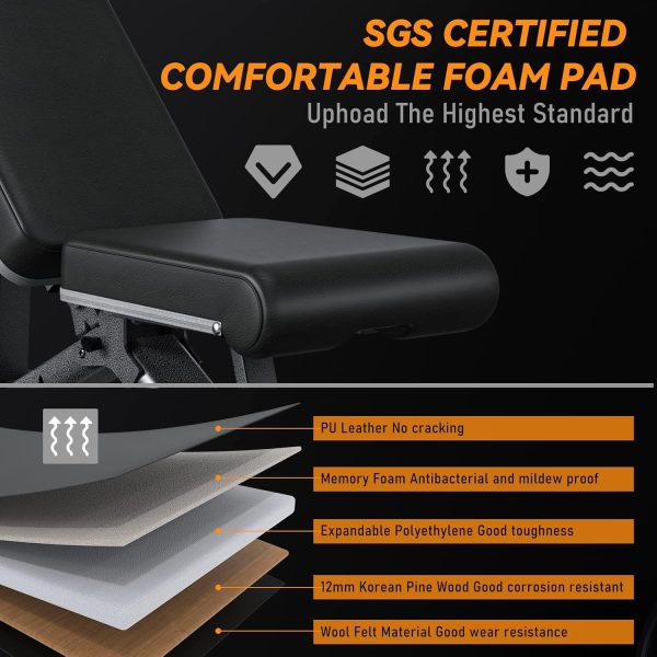 Foldable Weight Bench - Adjustable Bench for Full Body Workout, Fully - Image 3