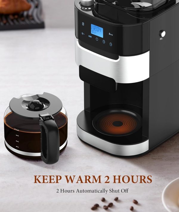 Joy Pebble 10-Cup Drip Coffee Maker with Grinder, Touch-Screen Drip Coffee - Image 6