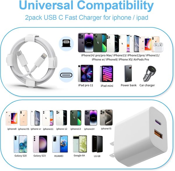 Phone Charger 2 Pack 20W Dual Port QC + PD 3.0 Power Adapter Fast Wall - Image 7