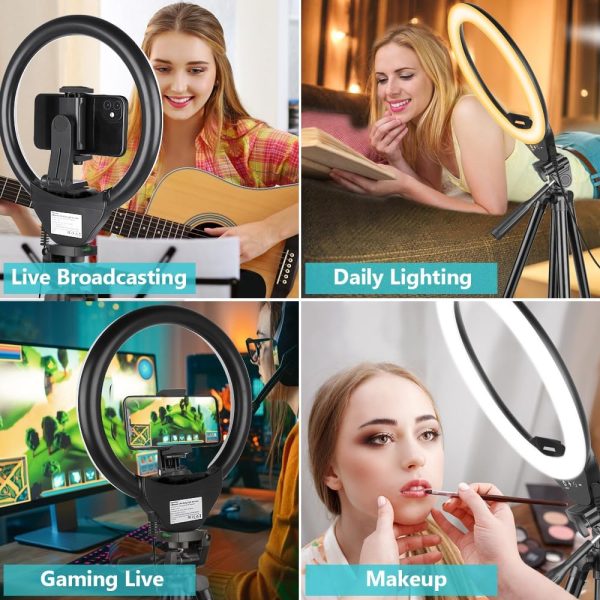Sensyne 10'' Ring Light with 50'' Extendable Tripod Stand, LED Circle Light - Image 3